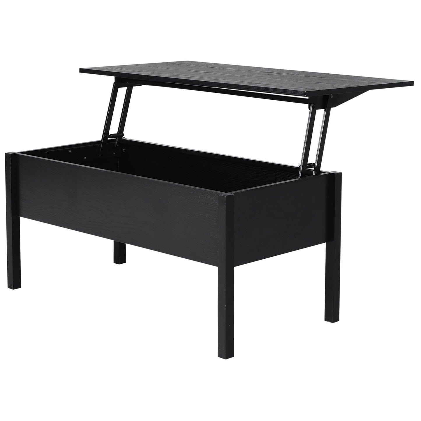 39" Modern Lift Top Coffee Table with Hidden Storage Compartment, Center Table for Living Room, Black