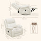 Leather Reclining Chair with Vibration Massage, Swivel Base, Rocking Function, Remote Control, Cream White