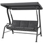 3-Person Porch Swing Chair, Patio Swing Bench with Adjustable Canopy, Removable Thicken Cushion, Black