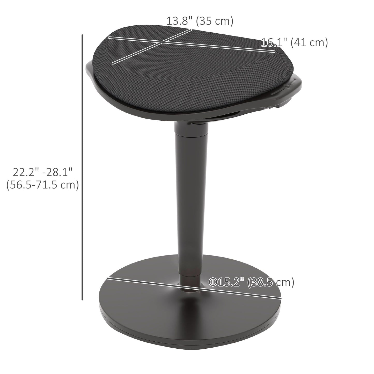 Ergonomic Wobble Standing Desk Stool - Black