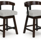 Haddigan - Upholstered Swivel Barstool (Set of 2) - Dark Brown