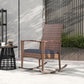 Outdoor PE Rattan Rocking Chair, Garden Glider Rocking Chair, Wicker Patio Chair Set with Armrest and Cushion, Dark Blue