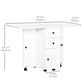 Foldable Dining Table, Rolling Kitchen Table with Storage Drawers and Cabinet, Drop Leaf Table on Wheels, White