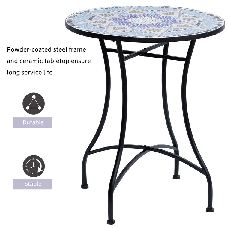 23.6" Mosaic Round Table with Ceramic Top