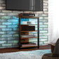 TV Stand for TVs up to 29", Entertainment Center with 4-Tier Storage Shelves and LED Lights for Living Room