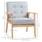 Modern Armchair Fabric, Accent Chair with Tufted Back, Wood Legs and Thick Padding for Living Room, Bedroom, Light Grey