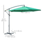 10ft Offset Patio Umbrella with Base, Garden Hanging Parasol with Crank, Banana Cantilever Umbrella Sun Shade, Green