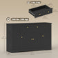 Sideboard Buffet Cabinet, Farmhouse Coffee Bar Cabinet with Door Shelves, Adjustable Shelves, Drawer, Barn Doors, Black