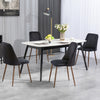 Upholstered Dining Chairs Set of 4, Velvet Accent Chair with Back and Wood-grain Steel Leg for Kitchen, Black