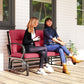 2-Person Outdoor Glider Chair, Patio Double Rocking Loveseat with Steel Frame and Cushions for Backyard, Garden and Porch, Red