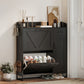 Farmhouse Shoe Storage Cabinet with Side Cabinet and Adjustable Shelves for Entryway, Hallway, Holds 12 Pairs, Black