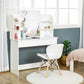 Vanity Table, Makeup Vanity with Open Shelves and Drawer, Dressing Table for Bedroom, White