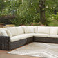 Kimora - Beige / Dark Brown - 7 Pc. - 4-Piece Outdoor Sectional, Swivel Glider Lounge, Cocktail Table, End Table