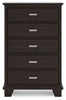 Covetown - Five Drawer Chest - Dark Brown