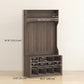 4-In-1 Hall Tree with Bench and Shoe Storage, Farmhouse Coat Rack Shoe Bench with 12 Shoe Cubbies, 6 Hooks, Dark Brown