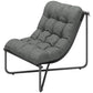 Outdoor Patio Chair, Comfy Sling Lounge Chair with Cushion, Breathable Wide Seat, Steel Frame, Dark Grey