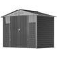 8' x 6' Outdoor Storage Shed, Metal Garden Shed with 2 Windows, 4 Vents, Lockable Doors and Gloves, Dark Grey