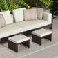 2 Pieces Wicker Outdoor Ottomans with Removable Cushions, Rattan Outdoor Seating, Footrest and Side Table, Khaki