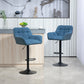 Swivel Bar Stools Set of 2, Adjustable PU Leather - Dark Blue