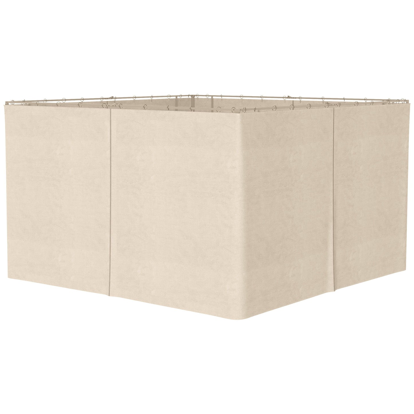 Gazebo Curtains, 10' x 13' Universal Replacement Privacy Curtain, 4-Panels Sidewall with Hooks/C-Rings, Beige