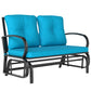 2-Person Outdoor Glider Chair, Patio Double Rocking Loveseat with Steel Frame and Cushions for Backyard, Garden and Porch, Blue