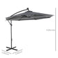 10ft Outdoor Cantilever Umbrella with Solar Lights, Banana Umbrella with Adjustable Angle for Patio, Backyard, Dark Gray
