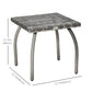 18" Rattan Coffee Table Outdoor Side Table Patio Wicker Furniture, Small Square with All-Weather PE for Garden, Balcony, Backyard, Poolside, Grey