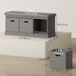 Shoe Storage Bench with Cushion and 3 Drawers - Dark Grey