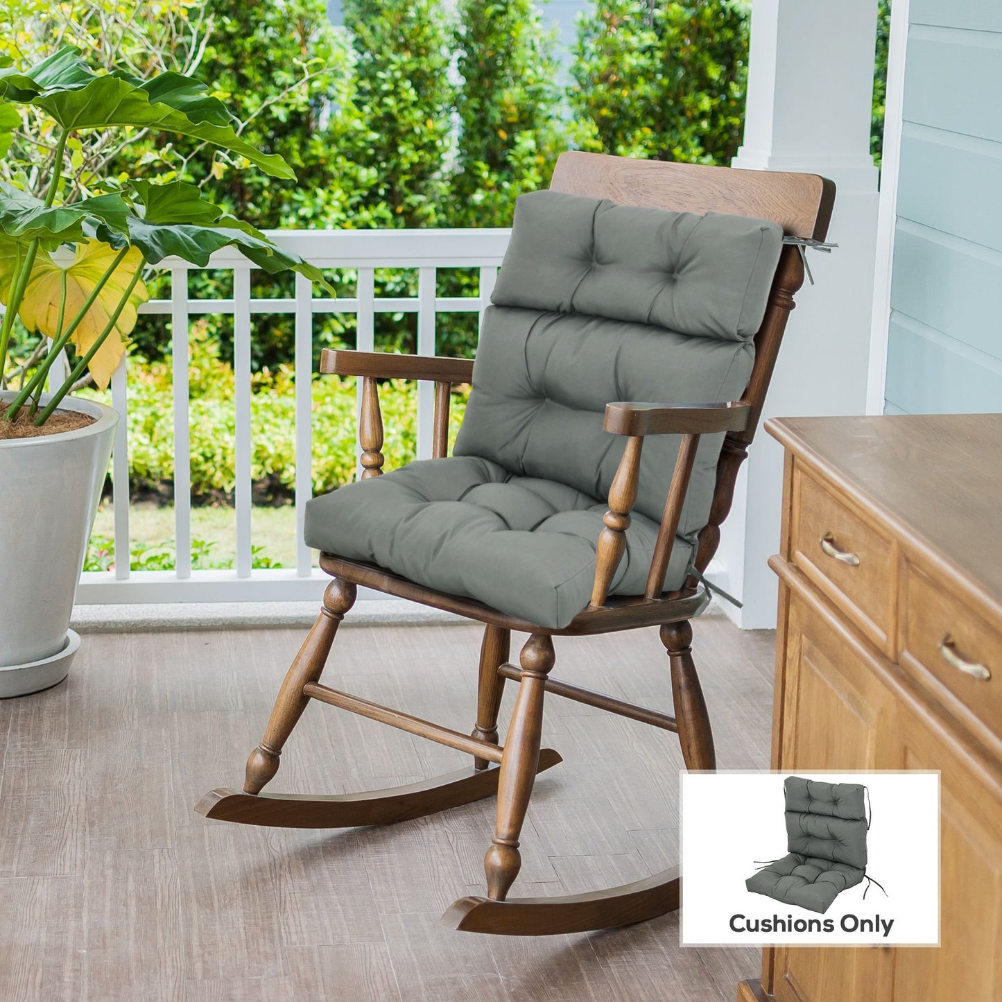 Outdoor Patio Chair Seat/Back Chair Cushion Replacement, Tufted Pillow with Thick Filling and String Ties, Dark Grey
