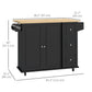 Kitchen Island Cart with Drop Leaf and Drawers - Black
