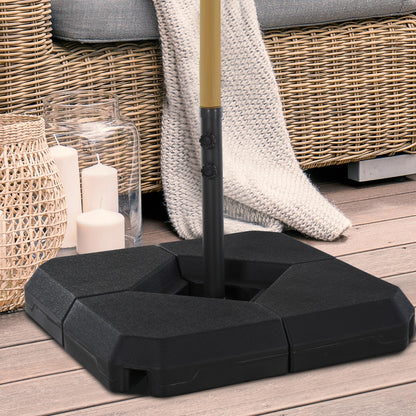 Black Umbrella Stand with 4 Fillable Weights, Fits 2" Poles