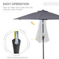 8.5FT Grey Round Garden Parasol with 6 Ribs & Crank Handle