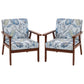 2 PCS Modern Accent Chairs with Cushioned Seat, Upholstered Linen-Feel Armchair for Bedroom, Living Room, Multicolored