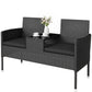 Patio Furniture w/ Mid-Table PE Rattan Loveseat w/ Cushion, Black