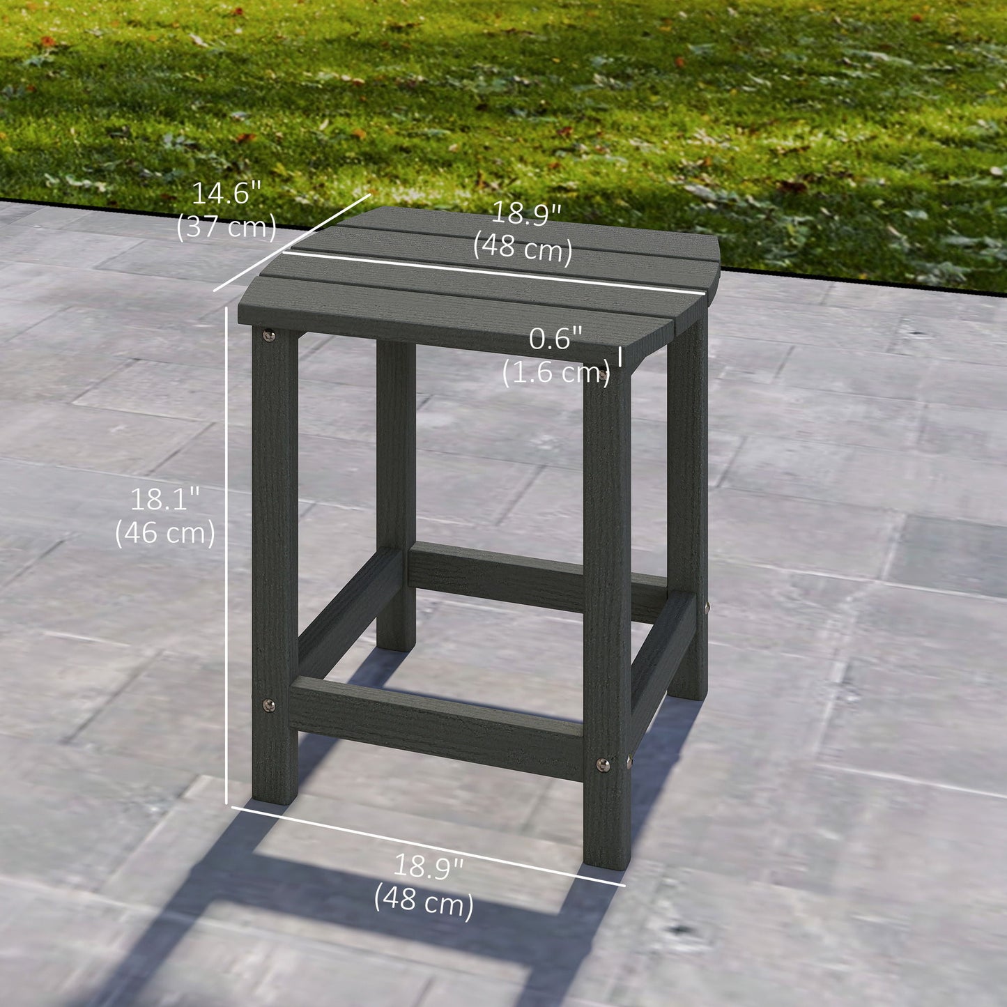 Outdoor Side Table, Adirondack Patio End Table for Garden, Pool, Backyard, Lawn, Beach, Indoor and Outdoor, Grey