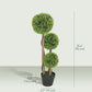 35 Inch 2 Pack Potted Fake Plant, Artificial Boxwood Topiary Trees, Triple Ball Tree for Indoor and Outdoor, Light Green