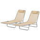 Folding Outdoor Lounge Chair Set of 2, Reclining Tanning Chair with 5-Position Adjustable Backrest, Brown