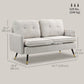 55" Loveseat Sofa, Linen Love Seat w/ S spring, Steel Legs and Button Tufting, Small Couch for Living Room, Cream White