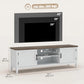 TV Stand for TVs up to 42 Inch, Entertainment Center with 2 Open Shelves, 2 Cabinets, Thick Top, White and Brown
