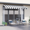 8' x 7' Retractable Awning, Patio Awnings, Sunshade Shelter with 280 g/m² UV & Water-Resistant Fabric and Aluminum Frame for Deck, Balcony, Yard, Blue and White