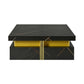 Modern Square Storage Coffee Table with 4 Functional Drawers, MDF Construction, Gold Accents, 43.5" L x 43.5" W x 16.5" H, Black+Gold