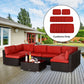 Outdoor 14pc Patio Rattan Sofa Set Cushion Polyester Cover Replacement Set - No Cushion Included Red