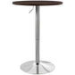 Round Adjustable Bar Table with Swivel Top - Walnut