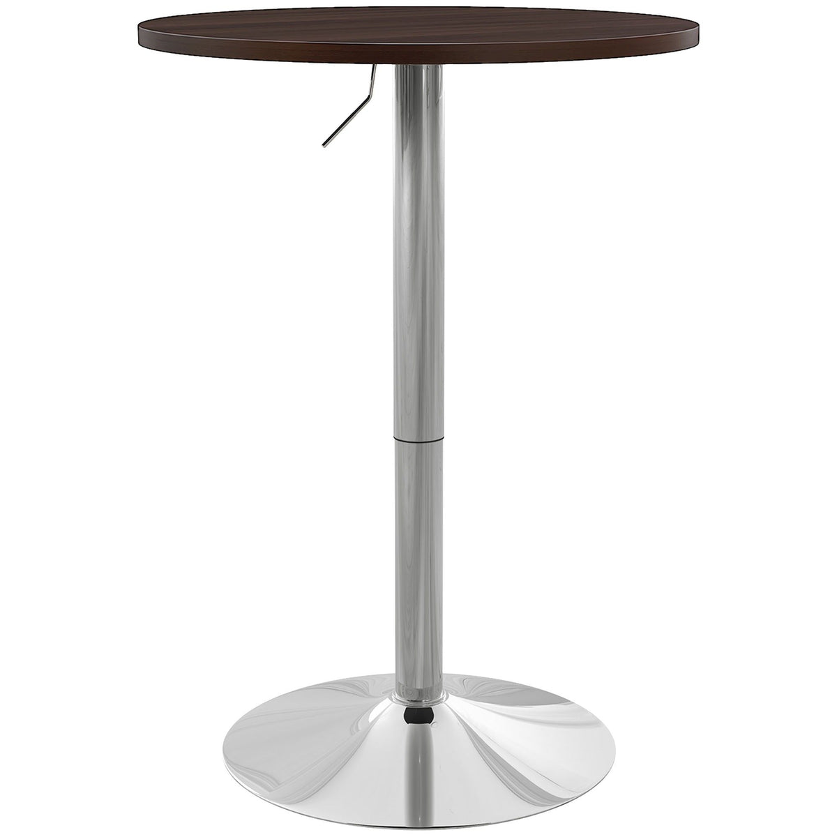 Round Adjustable Bar Table with Swivel Top - Walnut
