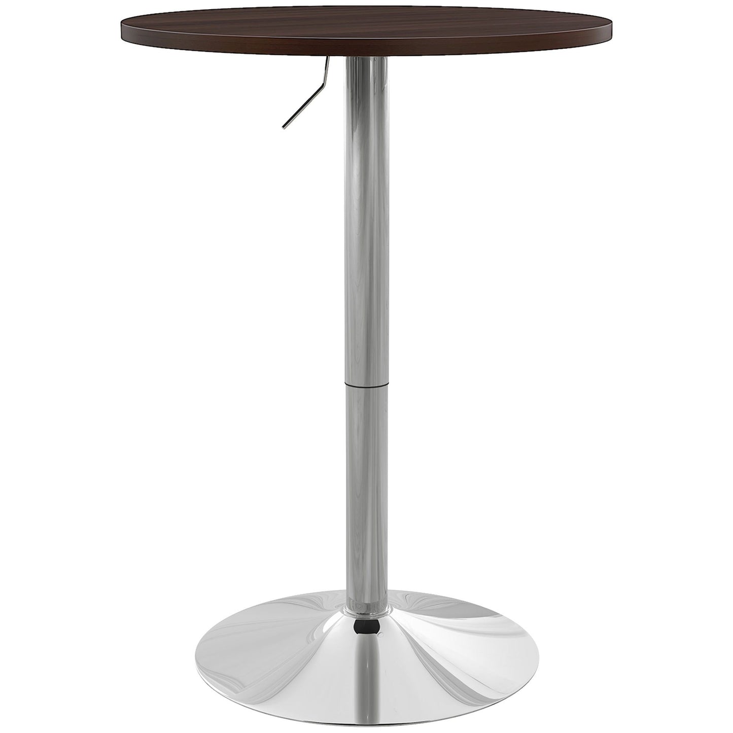 Round Adjustable Bar Table with Swivel Top - Walnut