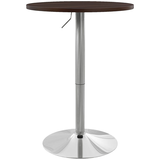 Round Adjustable Bar Table with Swivel Top - Walnut