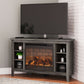 Arlenbry - Gray - Corner TV Stand With Faux Firebrick Fireplace Insert