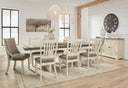 12 Pc. Table, 4 Side Chairs, 2 Uph Side Chairs, Bench, Server, 2 Cabinets