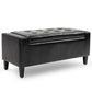 Storage Ottoman Bench, PU Leather Upholstered Bench with Tufted Design, Black