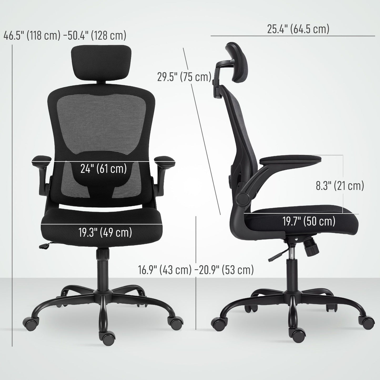 Ergonomic Mesh Office Chair with Lumbar Support - Black